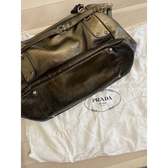 Prada Milano Leather Shoulder Bag Tote Metallic Ombre Leather - Picture 10 of 10